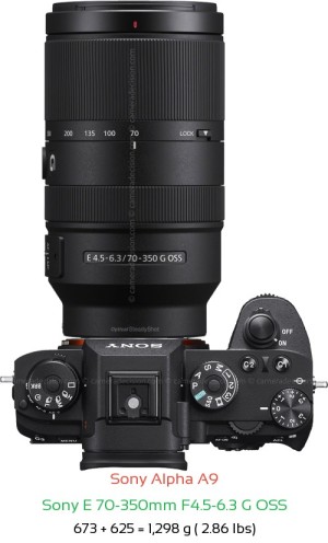 Sony A9 with Sony E 70-350mm F4.5-6.3 G Lens Size