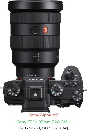 Sony A9 with Sony FE 16-35mm F2.8 GM II Lens Size