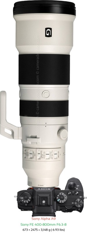 Sony A9 with Sony FE 400-800mm F6.3-8 Lens Size