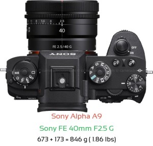 Sony A9 with Sony FE 40mm F2.5 G Lens Size