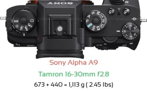 Sony A9 with Tamron 16-30mm f2.8 Lens Size