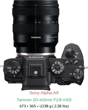 Sony A9 with Tamron 20-40mm F2.8 VXD Lens Size