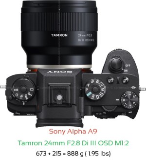 Sony A9 with Tamron 24mm F2.8 Di III OSD M1:2 Lens Size
