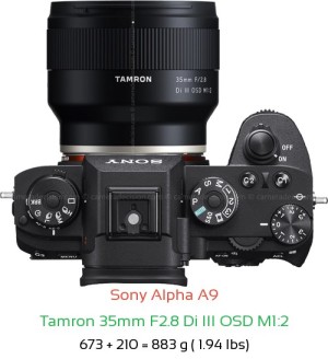 Sony A9 with Tamron 35mm F2.8 Di III OSD M1:2 Lens Size
