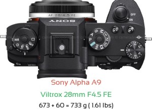 Sony A9 with Viltrox 28mm F4.5 FE Lens Size
