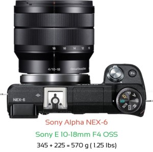 Sony NEX-6 with Sony E 10-18mm F4 OSS Lens Size