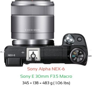 Sony NEX-6 with Sony E 30mm F3.5 Macro Lens Size