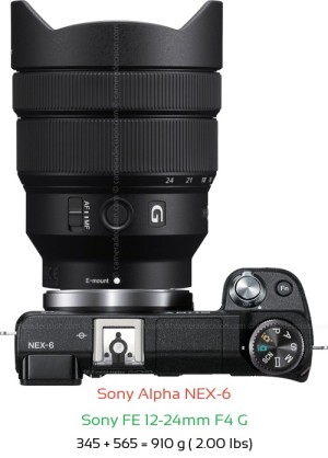 Sony NEX-6 with Sony FE 12-24mm F4 G Lens Size