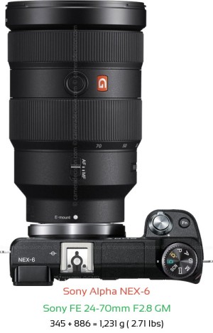Sony NEX-6 with Sony FE 24-70mm F2.8 GM Lens Size