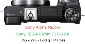 Sony NEX-6 with Sony FE 28-70mm F3.5-5.6 II Lens Size