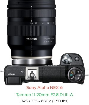 Sony NEX-6 with Tamron 11-20mm F2.8 A Lens Size