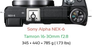 Sony NEX-6 with Tamron 16-30mm f2.8 Lens Size