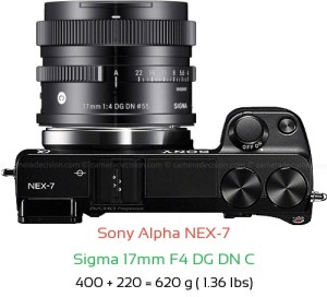 Sony NEX-7 with Sigma 17mm F4 DG DN C Lens Size