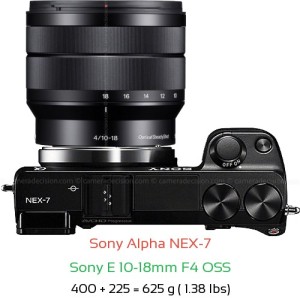 Sony NEX-7 with Sony E 10-18mm F4 OSS Lens Size