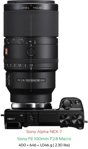 Sony NEX-7 with Sony FE 100mm F2.8 Macro Lens Size