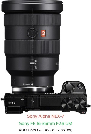 Sony NEX-7 with Sony FE 16-35mm F2.8 GM Lens Size
