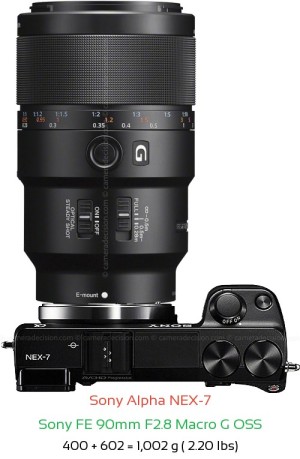 Sony NEX-7 with Sony FE 90mm F2.8 Macro G OSS Lens Size