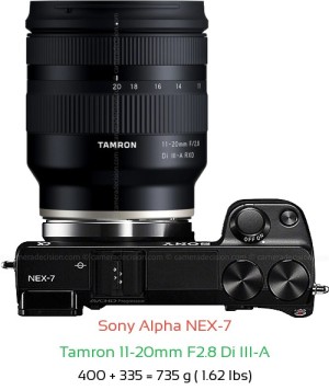 Sony NEX-7 with Tamron 11-20mm F2.8 A Lens Size