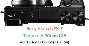 Sony NEX-7 with Tamron 16-30mm f2.8 Lens Size