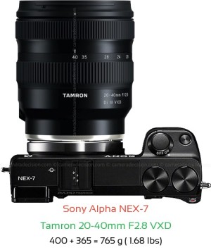 Sony NEX-7 with Tamron 20-40mm F2.8 VXD Lens Size