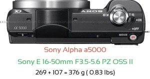 Sony a5000 with Sony E 16-50mm F3.5-5.6 PZ OSS II Lens Size