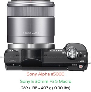 Sony a5000 with Sony E 30mm F3.5 Macro Lens Size