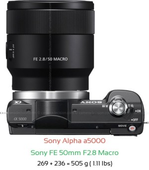 Sony a5000 with Sony FE 50mm F2.8 Macro Lens Size