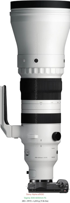 Sony a5100 with Sigma 300-600mm f4 Lens Size