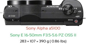 Sony a5100 with Sony E 16-50mm F3.5-5.6 PZ OSS II Lens Size