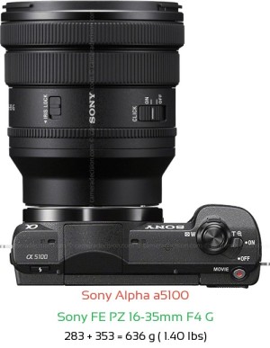 Sony a5100 with Sony FE PZ 16-35mm F4 Lens Size