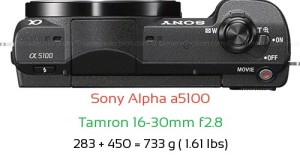 Sony a5100 with Tamron 16-30mm f2.8 Lens Size