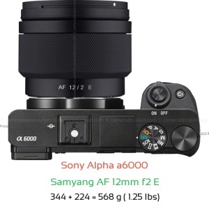 Sony A6000 with Samyang AF 12mm f2 E Lens Size