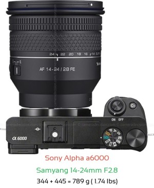 Sony A6000 with Samyang 14-24mm F2.8 Lens Size