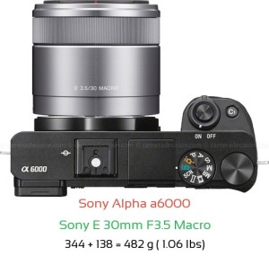 Sony A6000 with Sony E 30mm F3.5 Macro Lens Size