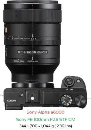 Sony A6000 with Sony FE 100mm F2.8 STF GM Lens Size