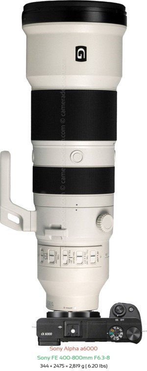 Sony A6000 with Sony FE 400-800mm F6.3-8 Lens Size
