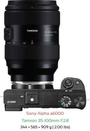 Sony A6000 with Tamron 35-100mm F2.8 Lens Size