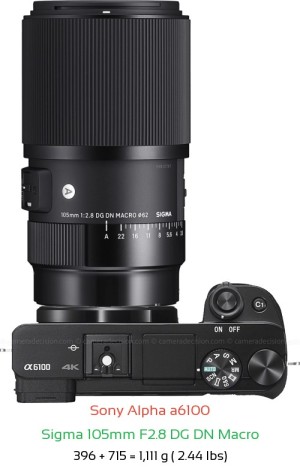 Sony A6100 with Sigma 105mm F2.8 DG DN Macro Lens Size