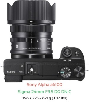Sony A6100 with Sigma 24mm F3.5 DG DN C Lens Size