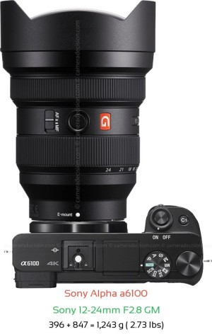 Sony A6100 with Sony 12-24mm F2.8 GM Lens Size