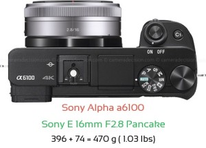 Sony A6100 with Sony E 16mm F2.8 Pancake Lens Size