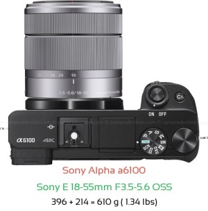 Sony A6100 with Sony E 18-55mm F3.5-5.6 OSS Lens Size