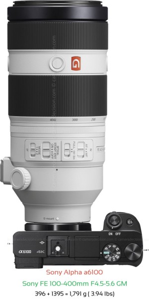 Sony A6100 with Sony FE 100-400mm F4.5-5.6 Lens Size