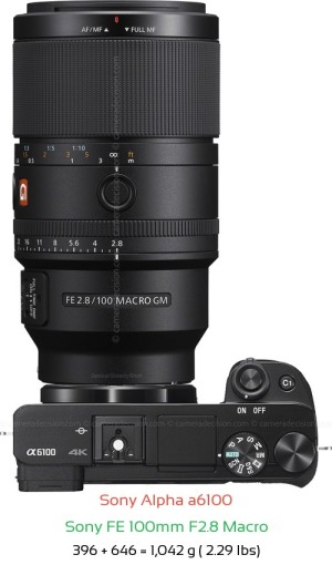 Sony A6100 with Sony FE 100mm F2.8 Macro Lens Size