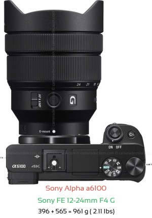 Sony A6100 with Sony FE 12-24mm F4 G Lens Size