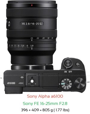 Sony A6100 with Sony FE 16-25mm F2.8 Lens Size