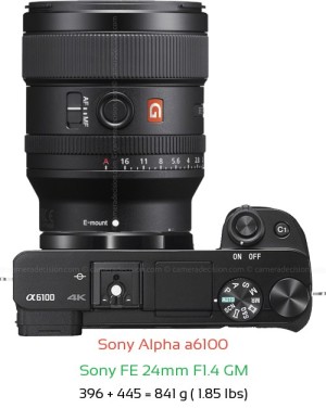 Sony A6100 with Sony FE 24mm F1.4 GM Lens Size