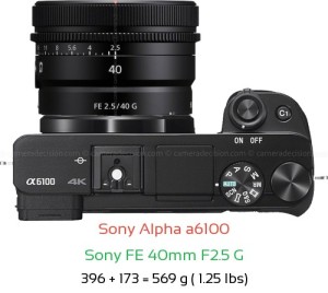 Sony A6100 with Sony FE 40mm F2.5 G Lens Size