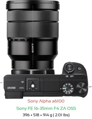 Sony A6100 with Sony FE 16-35mm F4 ZA OSS Lens Size