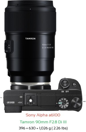 Sony A6100 with Tamron 90mm F2.8 Di III Lens Size